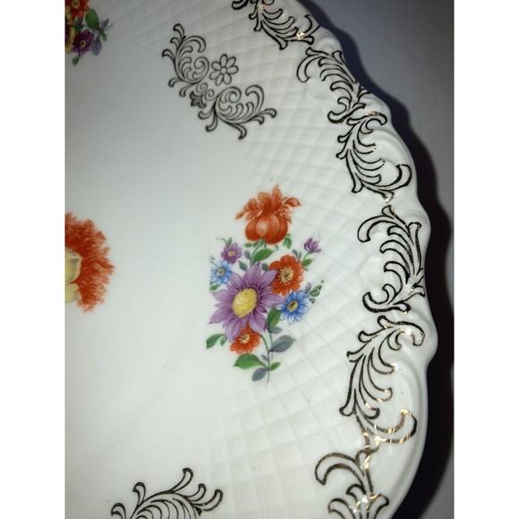 BAVARIA Schumann Floral Round Dinner Plate with Plate Hanger GERMANY US ZONE 10" - Picture 3 of 12